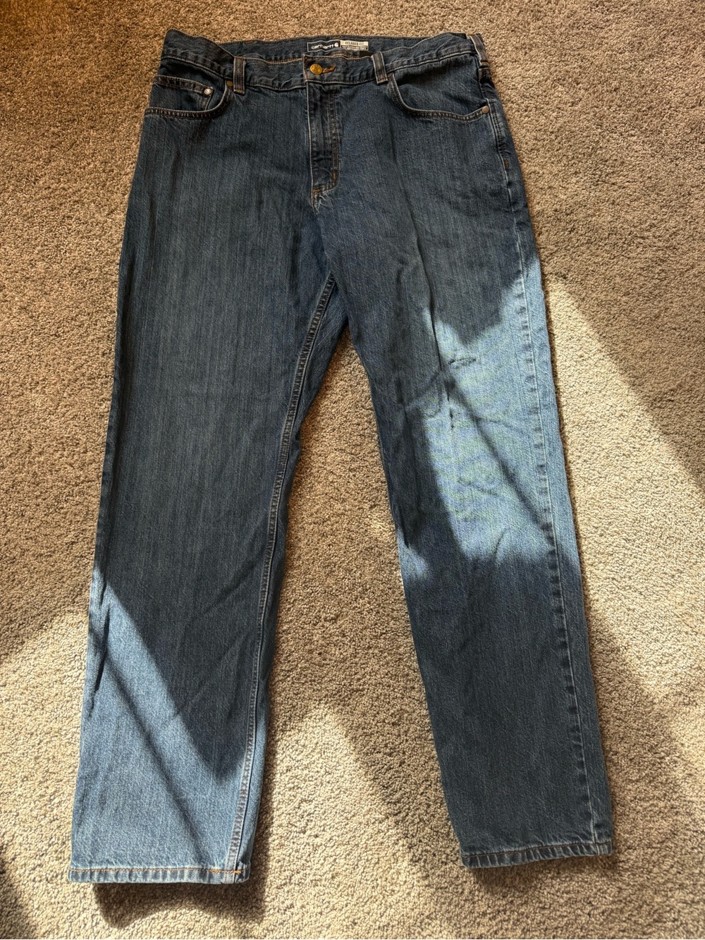 Carhartt Men's Dark Blue Relaxed Fit Jeans - Like New - 36x32